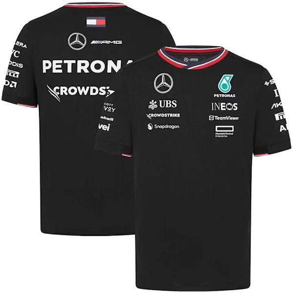 Herrarnas Racing Kortärmad T-shirt Sommar Casual Sport Tryckt T-shirt Toppar Black 2XL