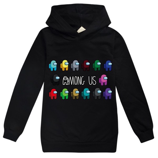 Among Us Hoodie Gamer pullover Langarm Sweatshirt Huvtröja Black 140cm