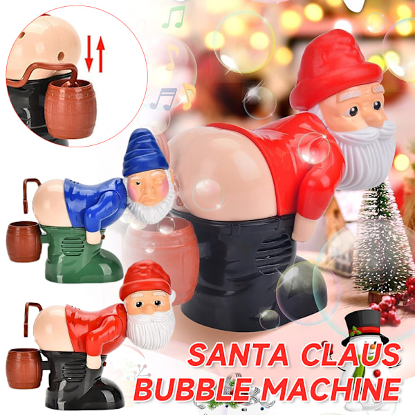 Bubbelblåsande Tomte, Automatisk Bubbelmaskin Tomte, med Musik & Blinkande Ljus, Bubbelblåsare för Utomhus & Inomhus Green