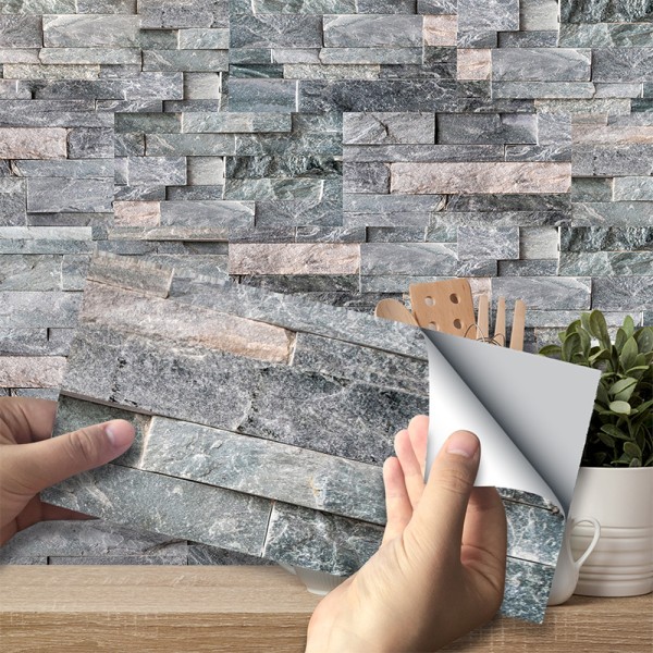 9X grå mosaik kakel tegel klistermärken badrum väggdekoration 9-PACK 20*10cm