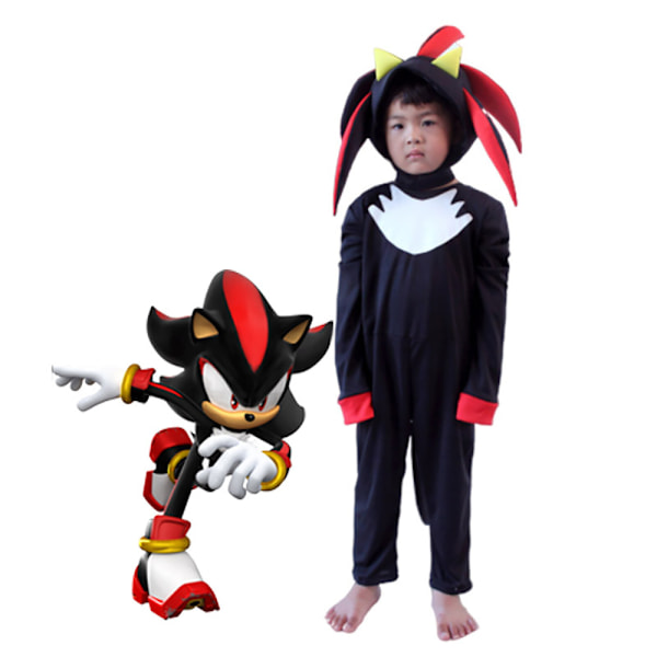 Sonic The Hedgehog Cosplay Kostym Kläder för Barn Pojkar Flickor Shadow Jumpsuit + Mask + Handskar 8-10 år = EU 128-140