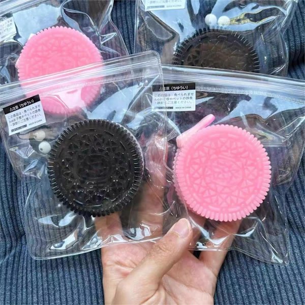 Rosa Cookie Squishy, Taba Squishy Stressavlastande Leksak, Klämma Sandwich Simulation, Ultra-Mjuk Avkoppling Leksak Black