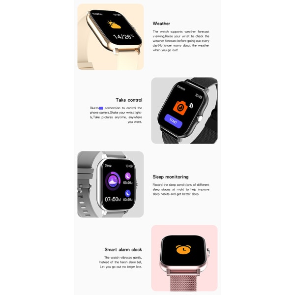 Smart Watch Tracker Heart Rate Men Armband för Android iOS black