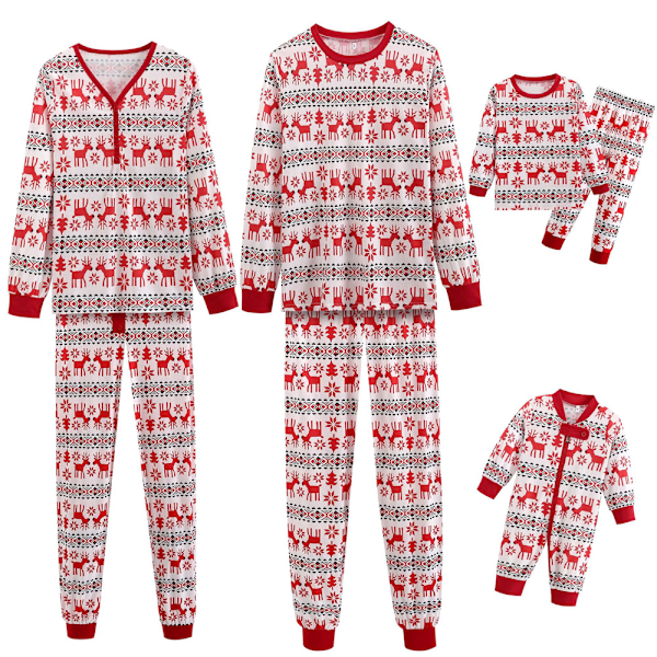 Familjematchande pyjamas för barn, spädbarn, jul, julhjortstryck, vuxen nattkläder, pyjamas, pyjamasset Men 3XL