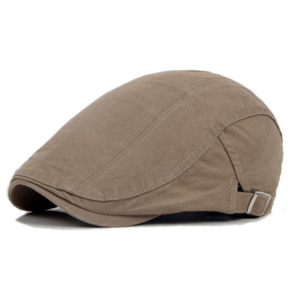 Platt topp andningsbar tidningspojke hatt basker keps herr bomullskeps light khaki
