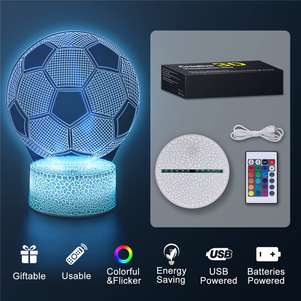 Fotboll 3D LED Fotboll Bordslampa Nattljus Touch Switch.