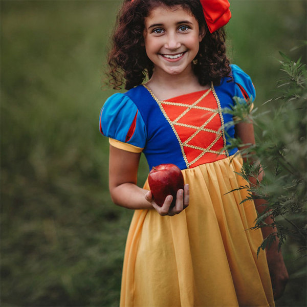 Snövit Klänning Cosplay Kostymer Långa Klänningar för Barn Tjej Snow White 4-5 år = EU 98-110