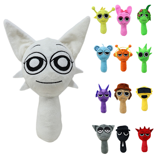 Sprunki Plysjdukke, 25 cm Sprunky Wenda og Gray Plysjleker, Sprunk Myke og Morsomme Utstoppede Leker Dukker for Fans og Venner Bursdag Red