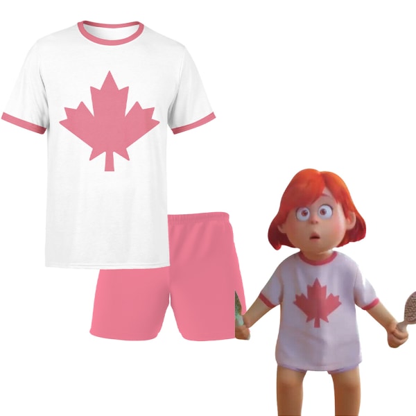 Turning Red Cosplay kostym T-shirt Shorts Outfit Set Barn Flickor 11-12 Years = EU 146-152