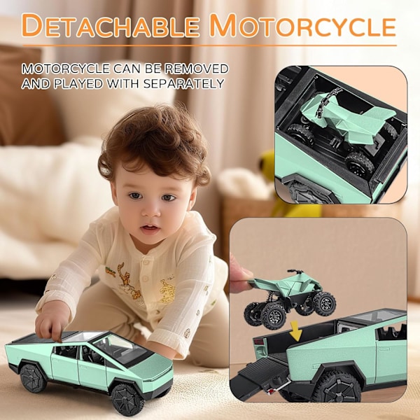 Miniatyrmodell av Teslas Cybertruck Pickup - Gjutna leksaksfordon i metall Black