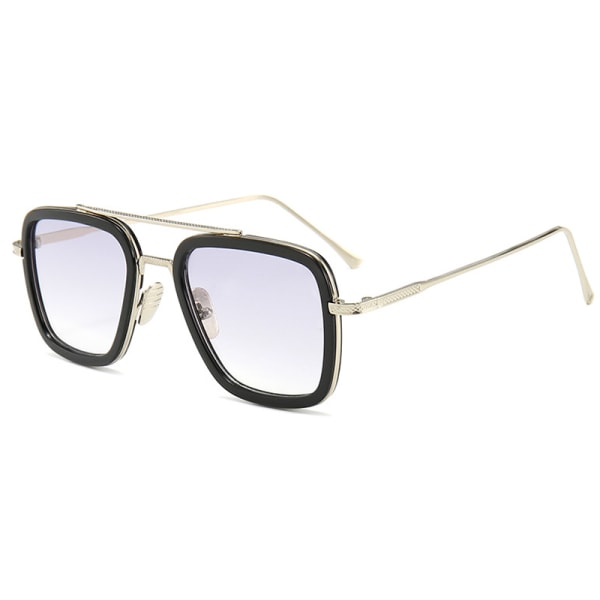 Herr Solglasögon Kvadrat Ram Refraktion UV-skydd Utomhus Silver Frame Gradient Gray Lenses