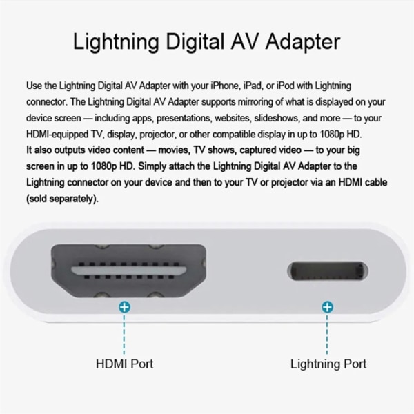 iPhone XS/iPhone 6/7/8/11 Ios13 Lightning till HDMI-adapter