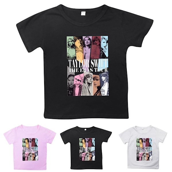 Barn och tonåringar Taylor Swift T-shirt Kortärmad Rundhalsad T-shirt Cartoon Casual Toppar Sommar Black 140cm