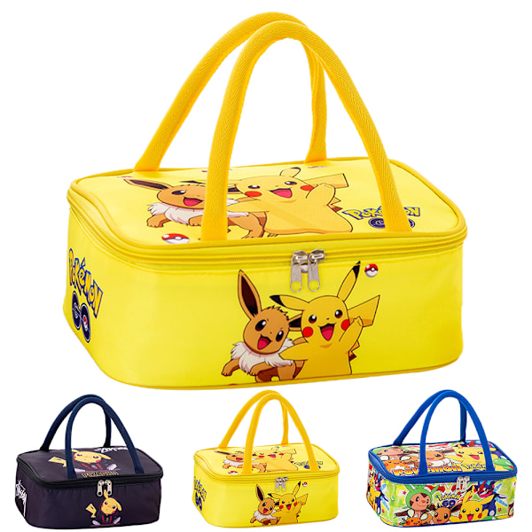 Multifunktionell Pikachu Lunch Box Lunch Bag, Bärbar Återanvändbar Lunch Tote Termisk Camping Resväska för Arbete, Kontor, Skola Blue