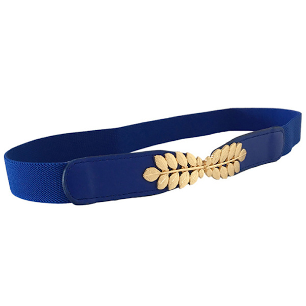 Liten elastisk stretch cinch löv midjebälte för damklänningar blue