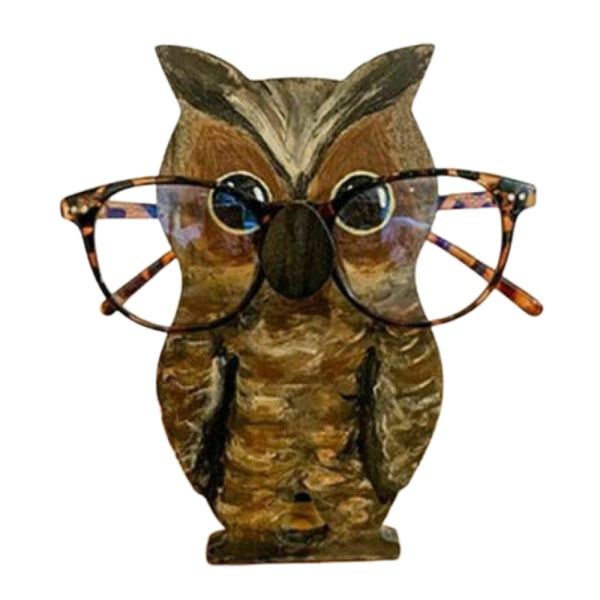 Cartoon Animal Glasögon Fodral Förvaringsställ Desktop Naturl Trä owl