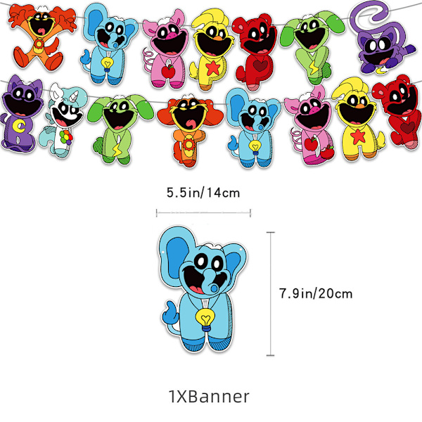 Leende Critters Temat Glad Födelsedagsfest Tillbehör Banner Tårtdekorationer Ballonger