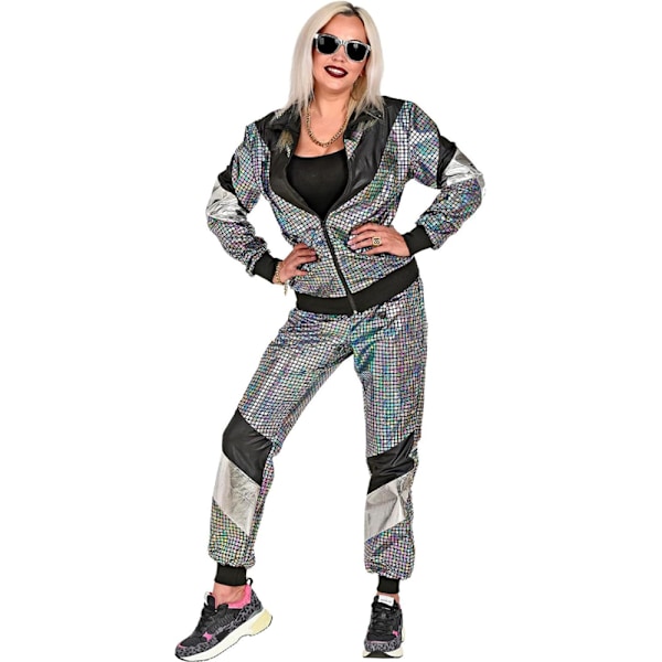 Herre 2 stk 80-talls 90-talls antrekk for menn Hippie vindjakke og bukse sett Neon Disco Halloween Party kostyme klær B L