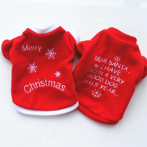 Vinter Jul Liten Hund Katt Kläder Rock Skjorta Husdjur Valp Juldräkt Letter Printed XS
