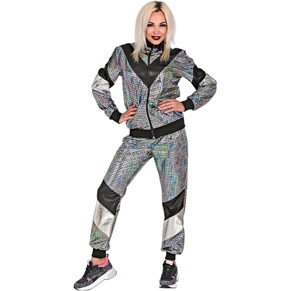 Herre 2 stk 80-talls 90-talls antrekk for menn Hippie vindjakke og bukse sett Neon Disco Halloween Party kostyme klær B XL