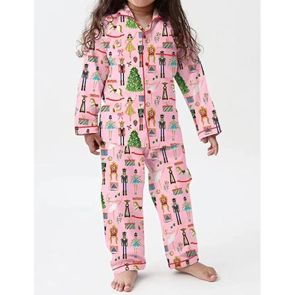 Flickor Outfit Söta Casual Två-Delar Pyjamas Set För Barn Långärmad Med Byxa Matchande Set Nattkläder Set För Musikälskare Fans Rosa 2-3 År Pink 90cm