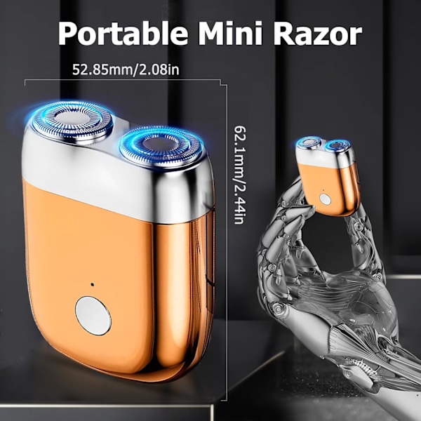 Vedenkestävä kannettava ladattava parranajokone miehille, mini kaksoispää sähköparranajokone Orange