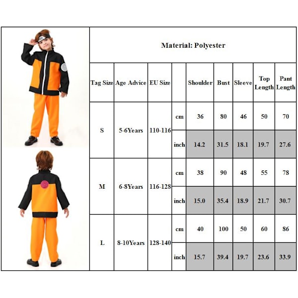 Naruto Kostym Anime Cosplay Unisex Kostym Ninja Naruto Kappa Cosplay L
