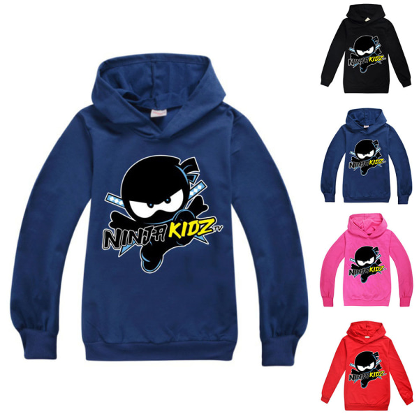 Kids Ninja Kidz Tv Hoodie Sweatshirt Långärmad tröja Toppar Navy blue 130cm
