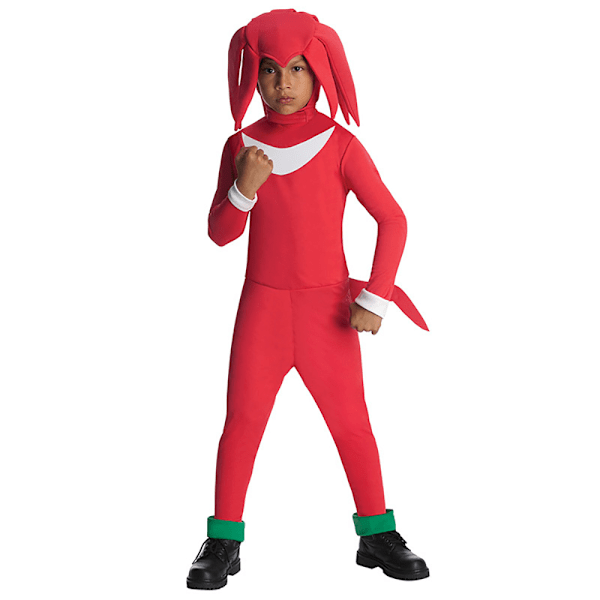 Sonic The Hedgehog Cosplay-dräktkläder för barn pojkar flickor Knuckles Jumpsuit + Mask + Handskar 3-4 år = EU 92-98