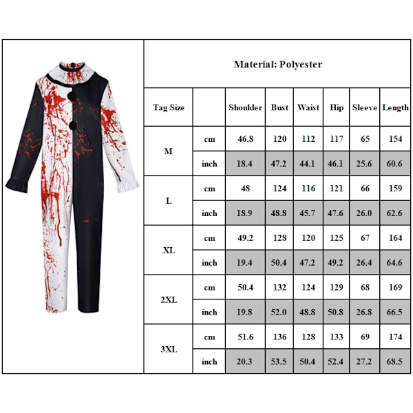 Terrifier Art Clown Joker Cosplay Kostym Herrar Jumpsuit Kvinnor Rollspel Fancy Dress Horror Klänning Kostym Halloween Karneval Fest M-3XL Men XL