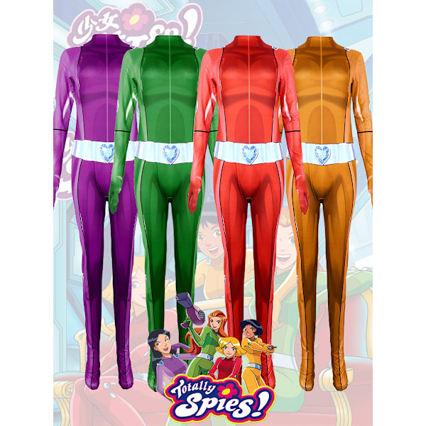 Totally Spies Clover Ewing Alexandra Cosplay -asu aikuisille ja lapsille, haalarit, trikoot, Halloween Zentai -bodypuku Red 140cm
