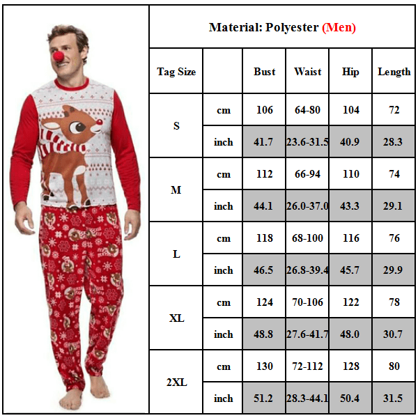 Familj Jul Föräldrar-Barn Älg Pyjamas Outfit Nattkläder men M