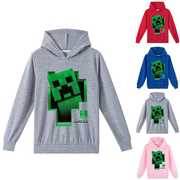 Minecraft Barn Hoodie med tryck grey 150cm