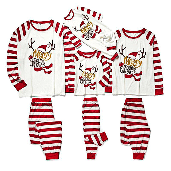 Jul förälder-barn pyjamas med randigt print i två set Kid 3T