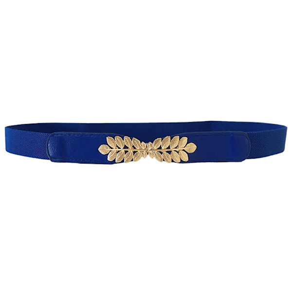 Liten elastisk stretch cinch löv midjebälte för damklänningar blue