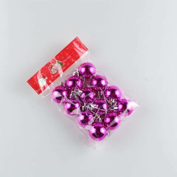 12 st/förpackning Jul Glitterkula Julgran Hängande Prydnader Boll Heminredning Rose Red