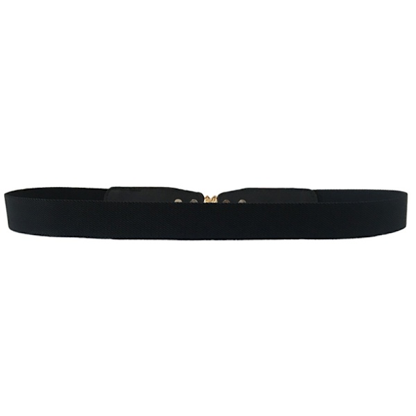 Liten elastisk stretch cinch löv midjebälte för damklänningar black