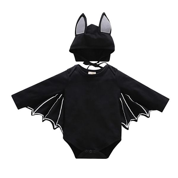 Halloween Lasten Vauvan Lepakko Hiha Onesie Cosplay Juhlapuku black 70cm