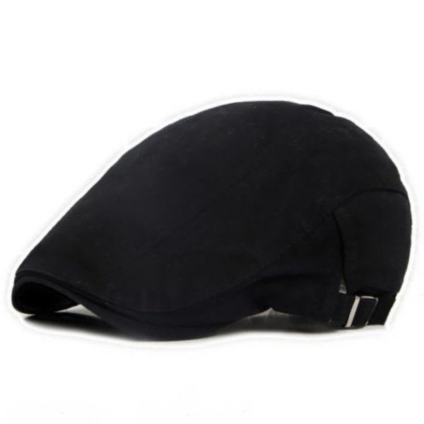 Platt topp andningsbar tidningspojke hatt basker keps herr bomullskeps black