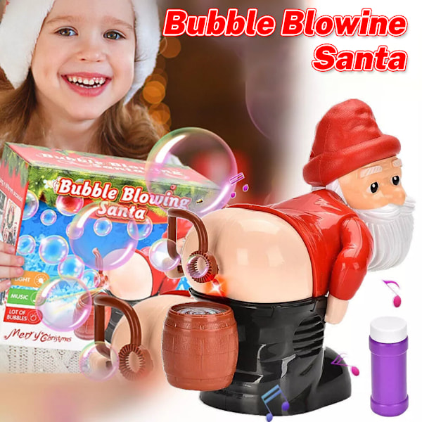 Bubbelblåsande Tomte, Automatisk Bubbelmaskin Tomte, med Musik & Blinkande Ljus, Bubbelblåsare för Utomhus & Inomhus Red