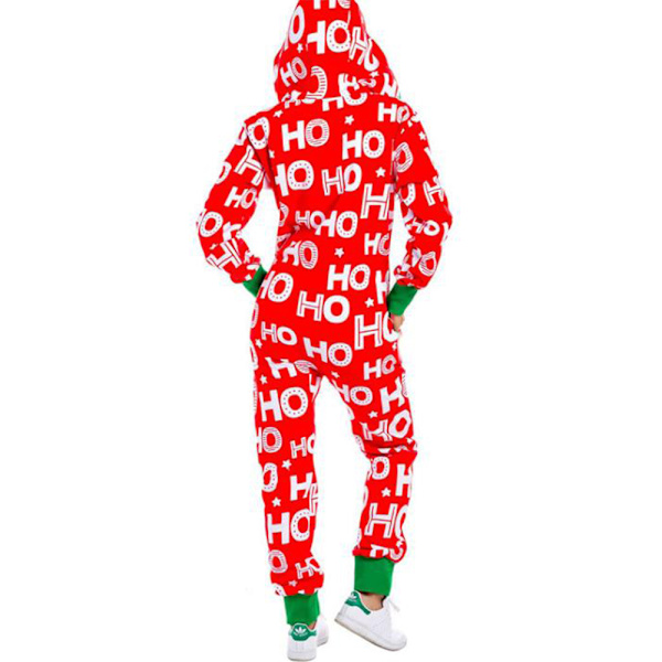 Dambyxor Kvinnor Dragkedja Huva Långärmad Dam Jultryckt Jumpsuit Pyjamas Rollbacks E L