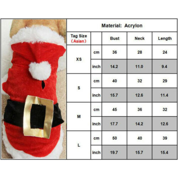 Husdjur Jul Jultomten Kostym Katt Hund Kläder Chihuahua Valp Red Coat XS