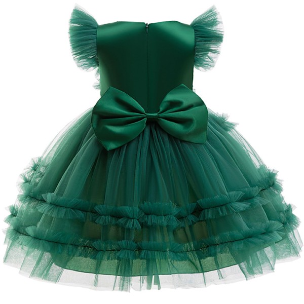 Flickors Julgran Klänning Rosett Mesh Tulle Tutu Klänning Jul Semester Fest Prinsessa Klänningar, Grön 100cm