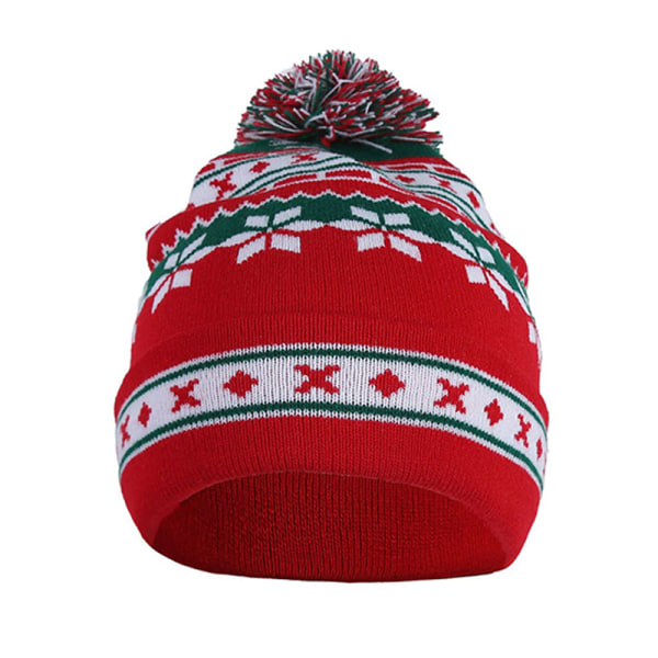 Män Kvinnor Jul Vinter Ull Kabel Stickad Bobble Mössa Xams Pom Cap