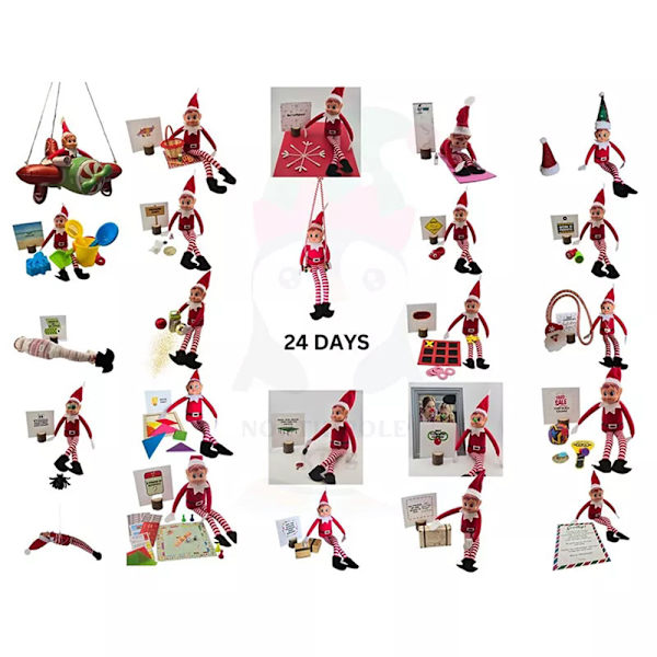 2024 Elf-kit 12/24 Dagar av Jul, Elf-aktiviteter Rekvisita, Jultomte-kit, Kit Julnedräkningspresent 24 Days