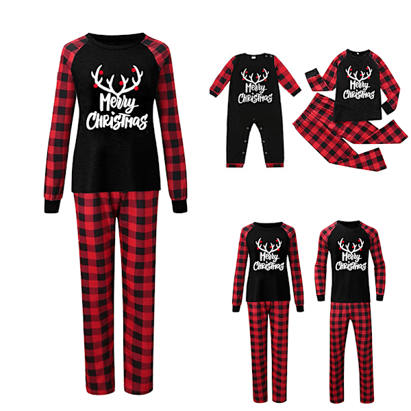 Familjematchande pyjamas för barn, spädbarn och vuxna till jul - Rutmönster - Pyjamasuppsättning för vuxna Women L