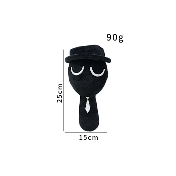 Sprunki Plysjdukke, 25 cm Sprunky Wenda og Gray Plysjleker, Sprunk Myke og Morsomme Utstoppede Leker Dukker for Fans og Venner Bursdag Black