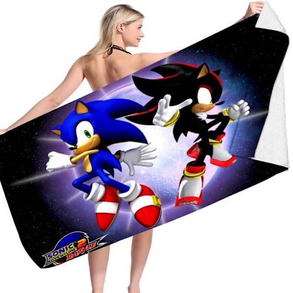 Sonic Hedgehog Mikrofiber Strandbadhandduk Snabbtorkande Bad Semester Resor Sport A 70*150cm