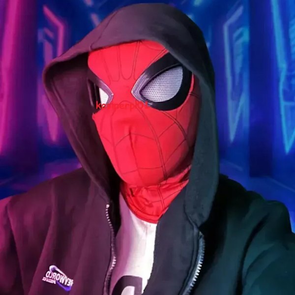 Spiderman Maskhjälm Cosplay med Ringfjärrkontroll Ögonstängning Blinkande Ögon Halloween Mask Black Headband+Ring Control