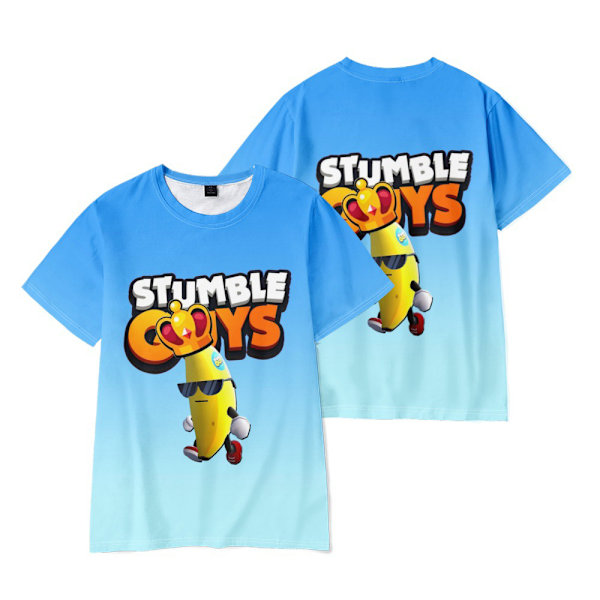 Stumble Guys Kids Tryckt Kortärmad T-shirt Casual Toppar Sommar Cosplay Tee D 130cm